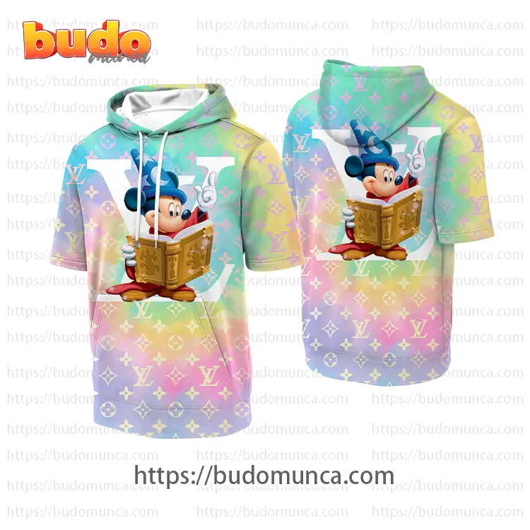 Louis vuitton and sorcerer mickey disney hooded short sleeve t-shirt gift uninque for kid man women